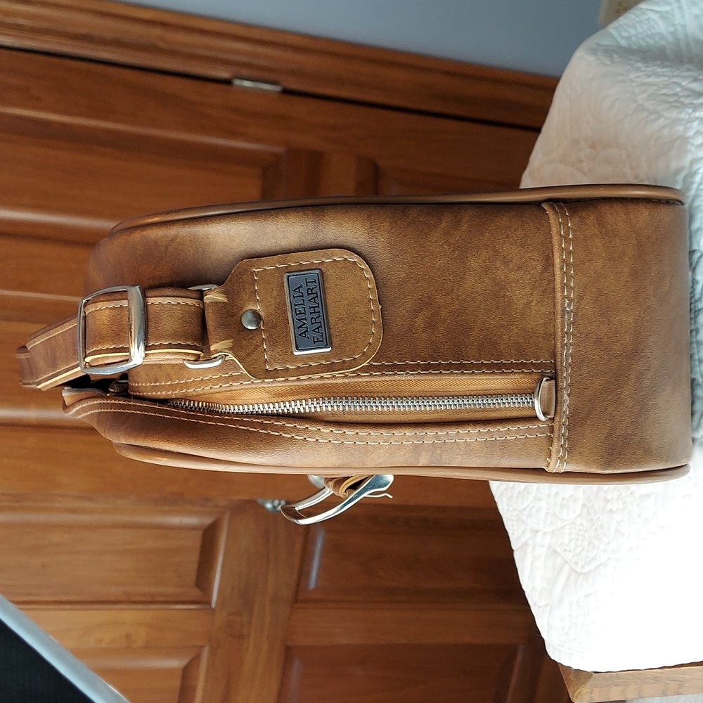 Amelia Earhart Tan Luggage Carry On Overnight Bag Travel Tote Suitcase, Vintage - Picture 8 of 14